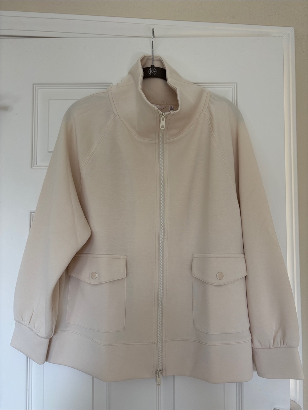 SOMA Women's Cream Zip-Up Jacket with Stand Collar